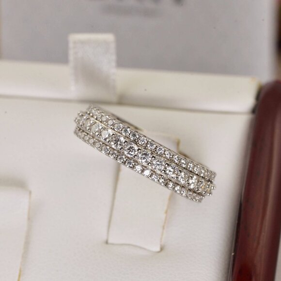 Full Moissanite Ring Full Eternity Wedding Band Ring - Picture 2 of 3